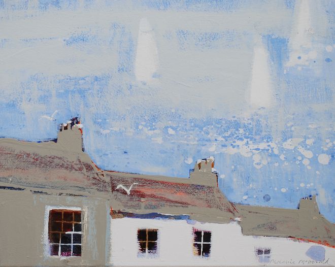 Cottages from Mounts Bay, Penzance, Cornwall