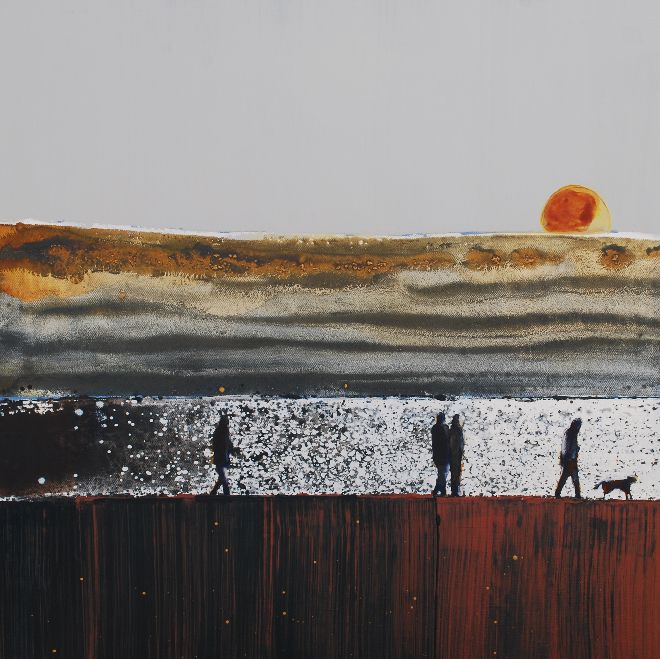 Sun Sinking over the Doom Bar, Rock, Cornwall. Original Sold - Print Available.