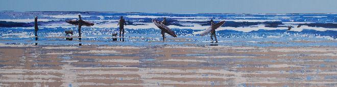 North Cornwall - Wind whipped shores, a day for surfing. Original Painting Sold.
