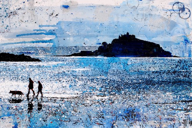 Night Closing In, Mount's Bay, Cornwall. Original Painting or Print Available.
