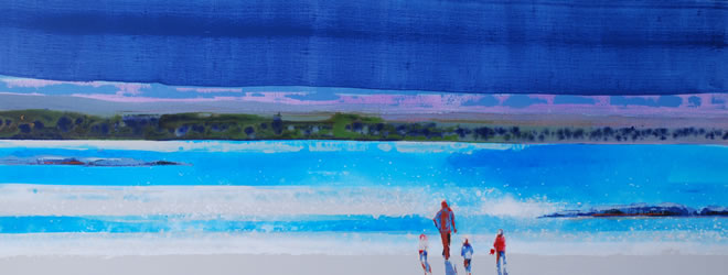 Mother and Children on the Beach Arisaig, Scotland. Original Painting or Print Available.