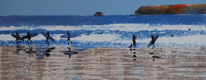 Bright Day at Polzeath, Cornwall. Original Sold - Print Available.