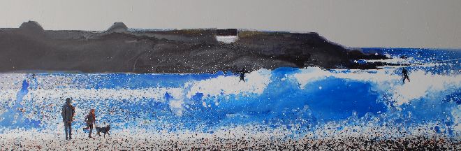 Catching Waves - Constantine Bay, Cornwall. Original Painting or Print Available.