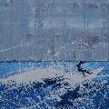 North Cornwall - Atlantic spindrift and surfer. Original or Print Available. 