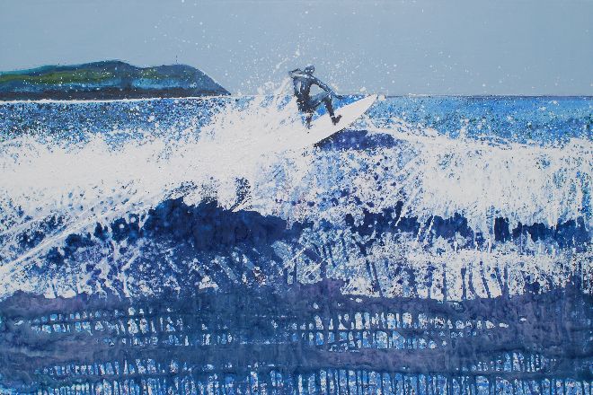 Polzeath - surfer off the lip. Original Painting Available - Print Unavailable.