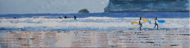 Winter Surfers, Hayle Bay, Polzeath, Cornwall. Original Sold - Print Available.