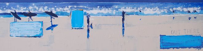 Out There, Surfers, Cornwall. Original Painting or Print Available.