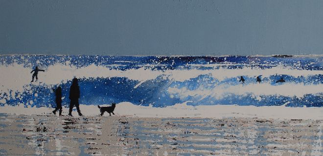 Tide Turning, Late Summer Walk, Beach at Constantine, Cornwall. Original or Print Available.