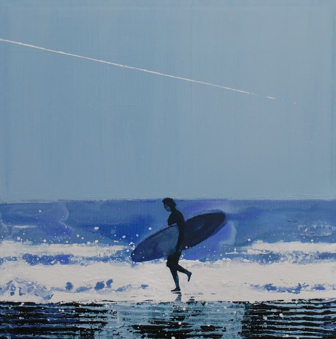 Summer Surfer and Plane Trail, Cornwall