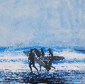 Atlantic Surfers, Cornwall. Original Painting or Print Available.