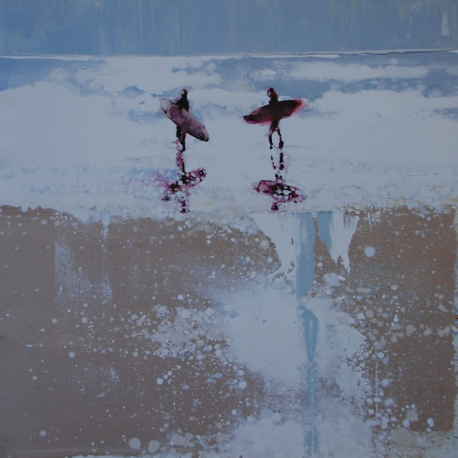 Fistral Surfers, Late Summer, Cornwall. Limited Edition Print